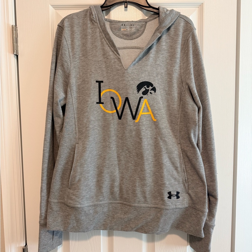 Under Armour Gray Iowa Hooded Pullover with Black & Gold Logo
